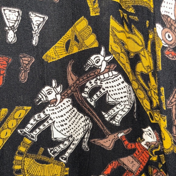 Marsha Brander For Componix Wide Leg Gaucho Pants 14 Funky Art Faces Rayon 80s L - Picture 12 of 14